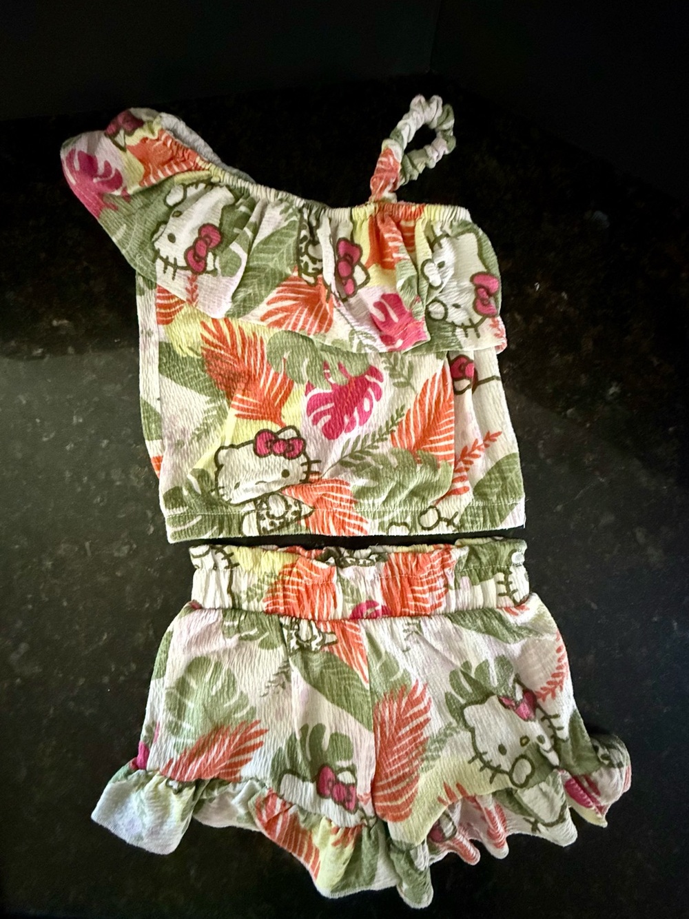Sanrio HELLO KITTY Tropical Print Shorts Set sz 4